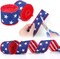4 Rolls Patriotic Wired Ribbon 20 Yard 4th of July Red White Blue Stars Stripes American Flag USA Patriotic Decorative Edge Ribbons
